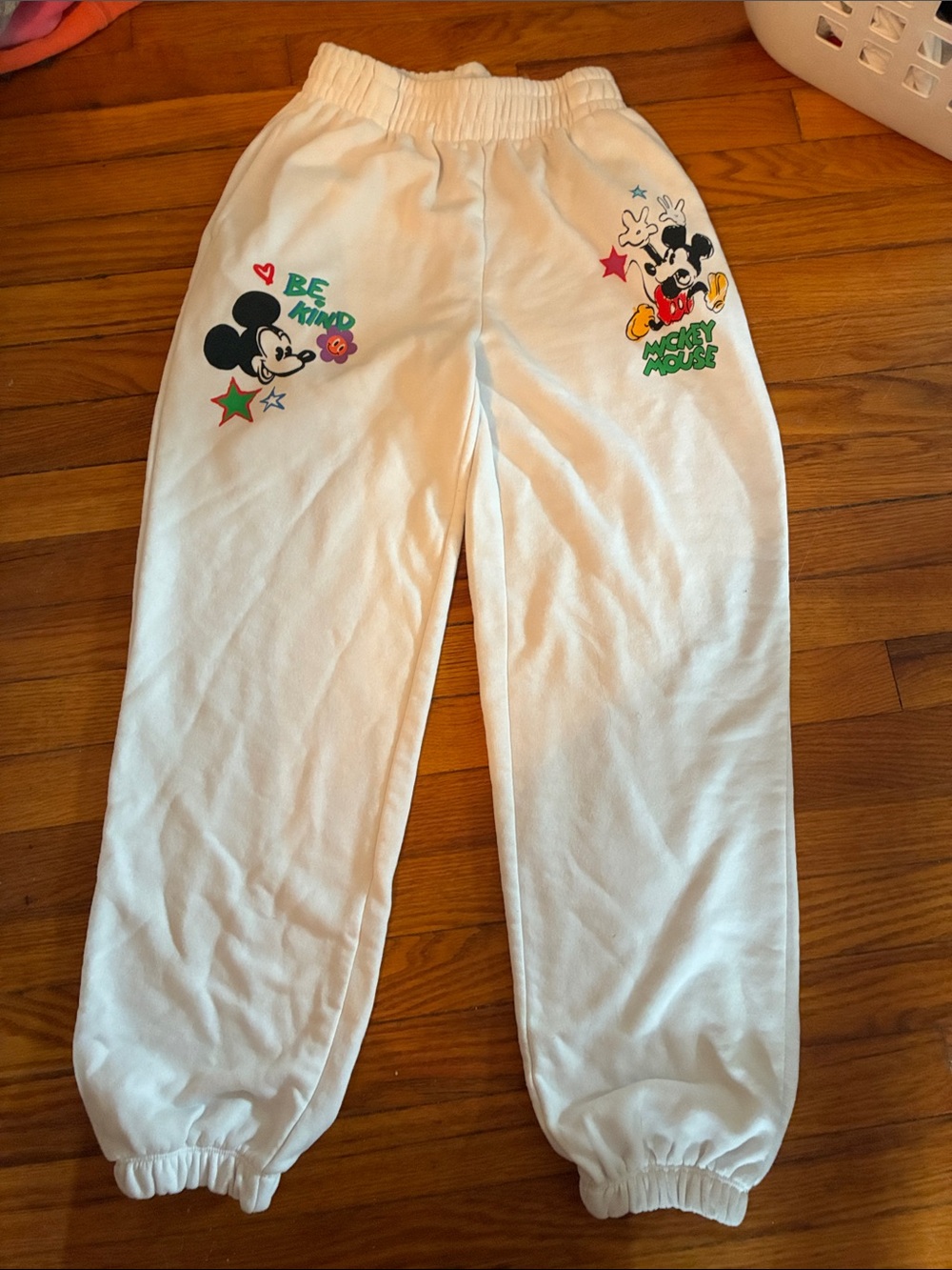 Disney White Mickey Mouse "Be Kind" Sweatpants